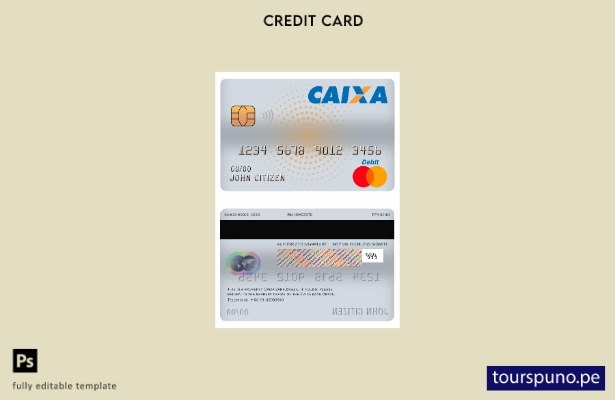 lista para imprimir plantilla de tarjeta de débito maestra del banco Caixa de Br